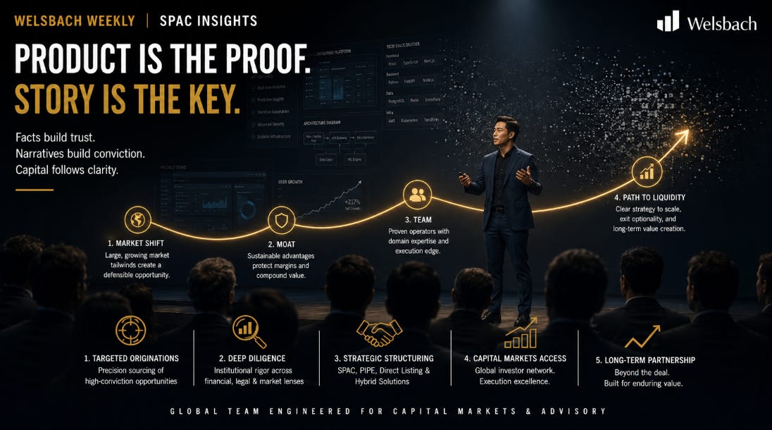 Product is the proof, story is the key: market shift, moat, team and path to liquidity as the four pillars of a capital story